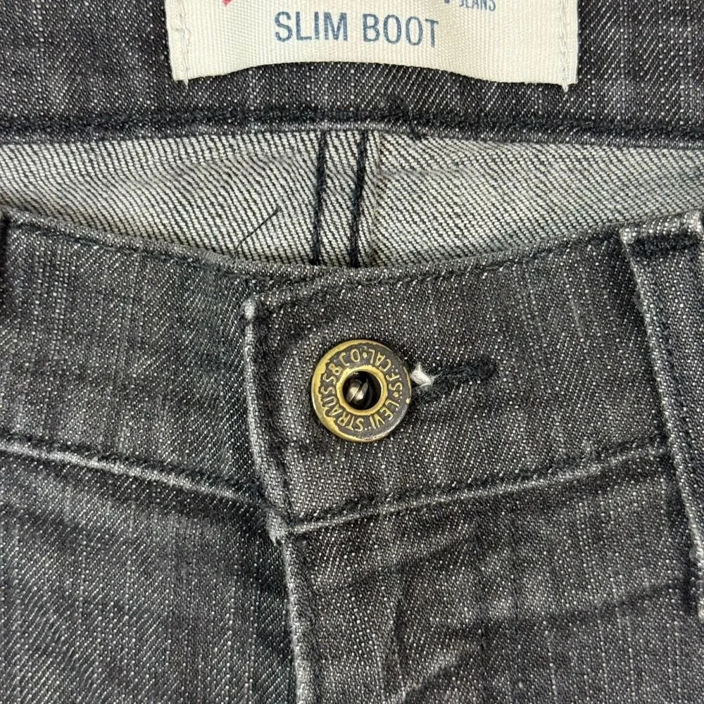 Vtg Levis 507 Jeans Mens 32x32 Black Slim Cropped Bootcut Denim Pants Y2K